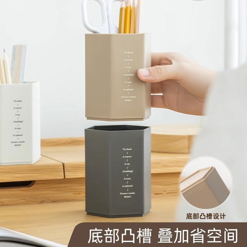 Minimalist Geometric Pencil Holder, Modern Desktop Pen Cup Organizer in Five Contemporary Shades for Home Offices and Study Spaces