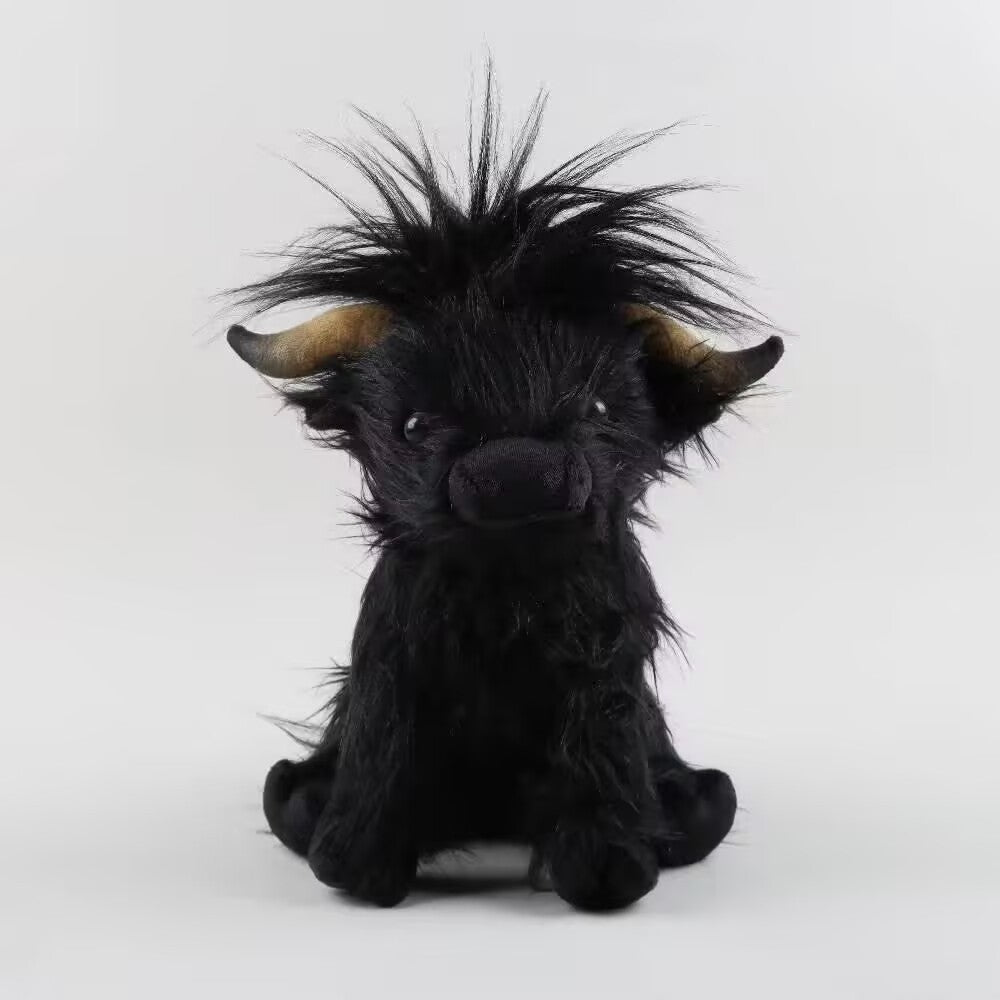 Shaggy Highland Cow Plush Toy, 28 cm Soft Standing and Resting Cow Friends in Warm and Playful Colors for Cozy Rooms and Gifts