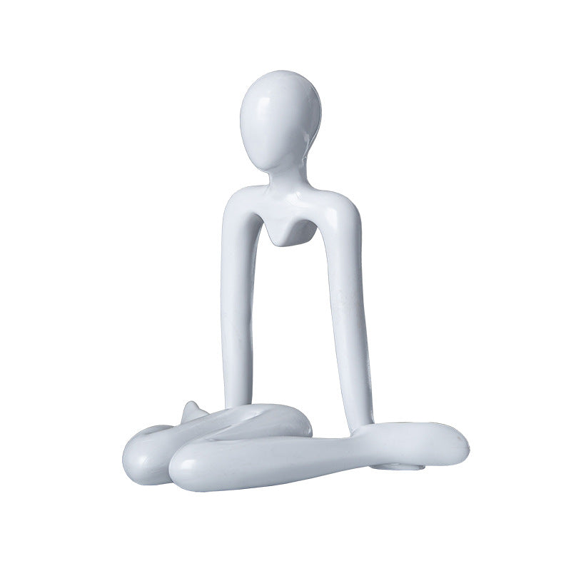 Abstract Thinker Figurine in Four Seated Poses and Four Colors, Modern Mini Sculpture for Desks, Shelves and Creative Gifts