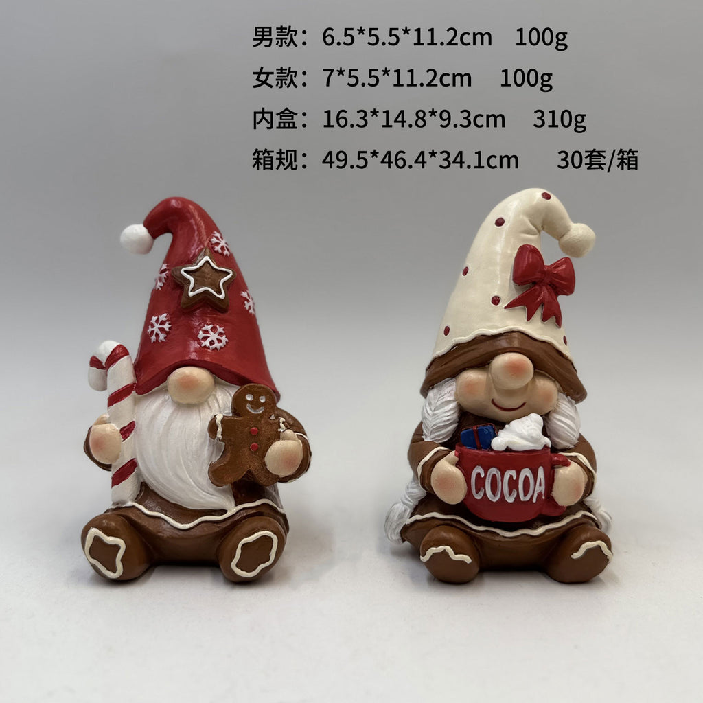 Whimsical Christmas Gnome Figurines, Gingerbread Pair or Festive Santa Accent for Cozy Desks, Mantels and Holiday Gifts
