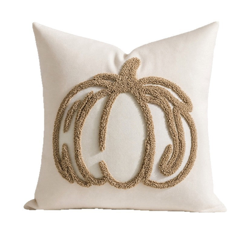 Embroidered Pumpkin Pillow Cover | Textured Autumn Cushion Case in Eight Designs for Cozy Sofas, Bedrooms and Fall Decor
