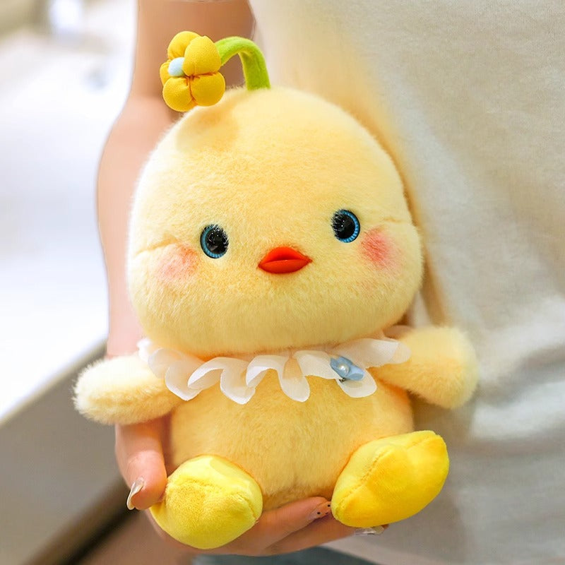 Flower Crown Chick Plush Toy, 23 cm Sunny Yellow Stuffed Bird for Cozy Bedrooms, Playful Shelves and Thoughtful Gifts