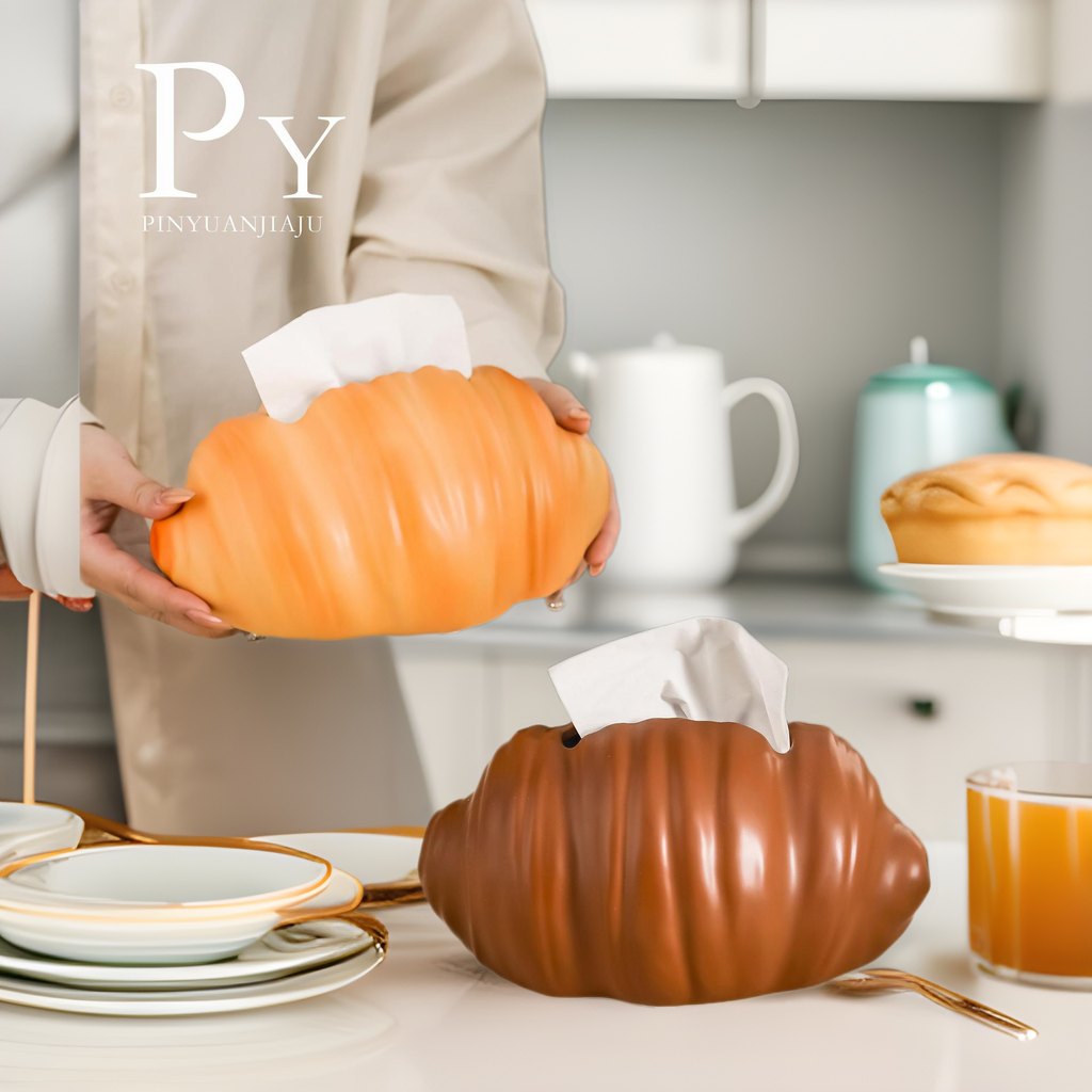 Croissant-Shaped Tissue Box Cover, Warm Pastry-Inspired Tabletop Accent for Living Rooms, Bedrooms and Cozy Home Decor