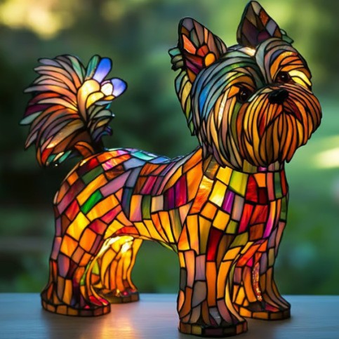 Resin Stained Glass Pet Lamp - Dog/Cat Night Light for Bedroom | Pet Lover Decor | Dachshund/Beagle/Black Cat Table Lamp