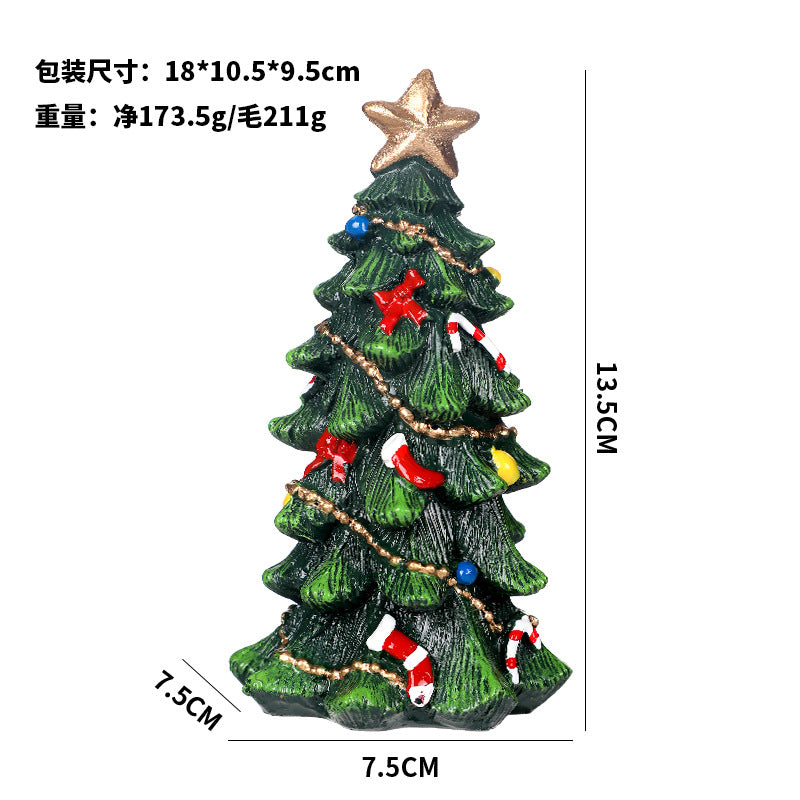Mini Resin Christmas Tree Ornament, Festive Tabletop Decoration in 9 cm or 13 cm for Cozy Holiday Displays