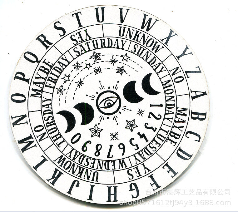 黑白七星阵摆盘松木能量板木质雕刻图案工艺品家居冥想摆件挂饰