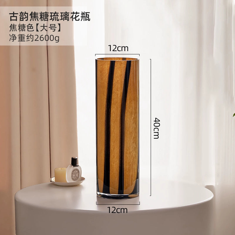 Caramel colored antique glass vase