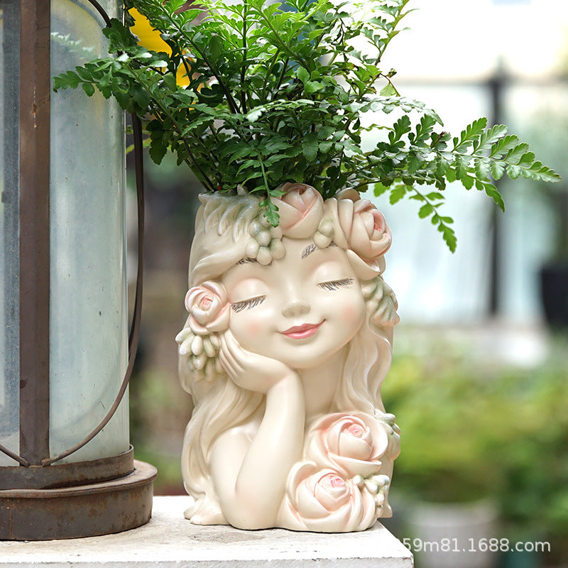 Resin Fairy Flower Pot - Decorative Indoor/Outdoor Planter for Home Garden Balcony Decor