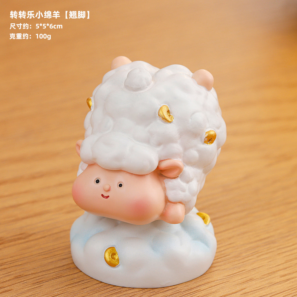 Whimsical Lamb Desk Figurine, Sweet Sheep Tabletop Ornament in Six Pose Options or a Four Piece Set for Cozy Shelves and Gifts