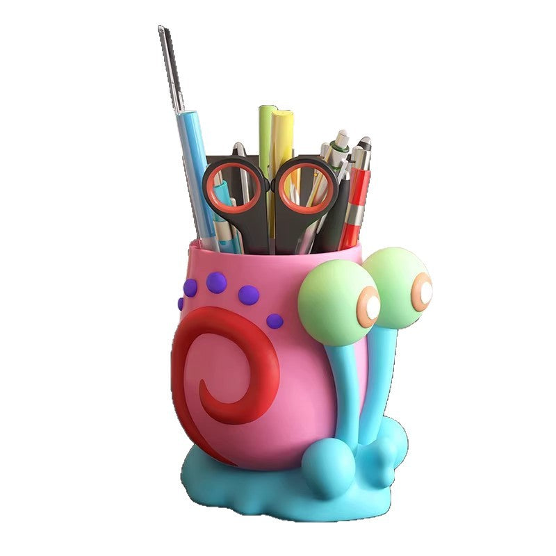 Colorful Snail Pencil Holder, Playful Animal Desk Organizer for Pens, Brushes and Creative Workspaces