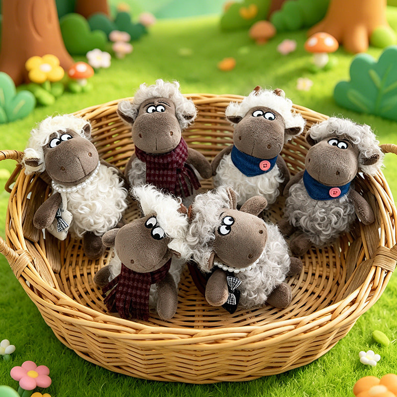 Fluffy Lamb Plush Bag Charm, 13 cm Mini Sheep Keychain with Scarf or Backpack for Handbags, Backpacks and Thoughtful Gifts