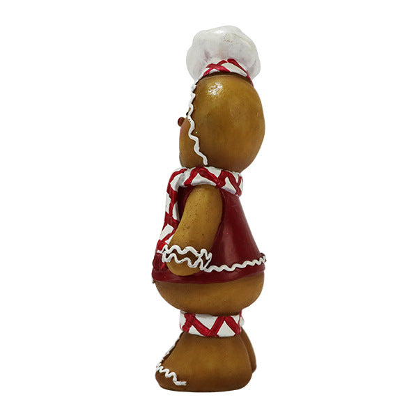 Gingerbread Chef Christmas Figurine, Festive Mini Tabletop Ornament for Desks, Shelves and Holiday Gifts