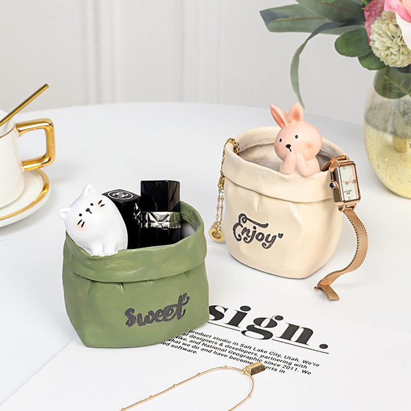 Whimsical Animal Pencil Holder, Cat, Rabbit, Dog or Bear Desk Organizer Cup for Pens, Makeup Brushes and Cozy Workspace Decor