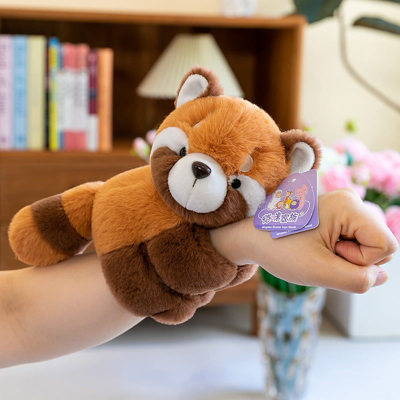 Plush Animal Slap Bracelet, 18 cm Soft Raccoon, Panda, Rabbit and Woodland Friend Wristband for Playful Gifts