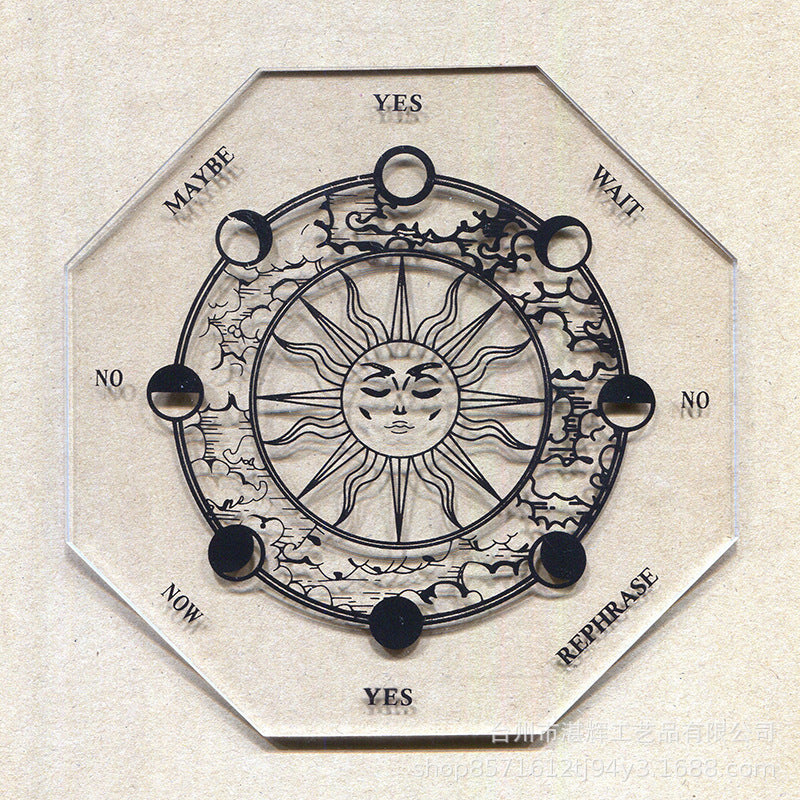 黑白七星阵摆盘松木能量板木质雕刻图案工艺品家居冥想摆件挂饰