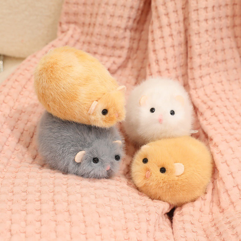 Fluffy Hamster Plush Bag Charm, 13 cm Mini Hamster Keychain in Gray, White or Brown for Backpacks and Sweet Little Gifts
