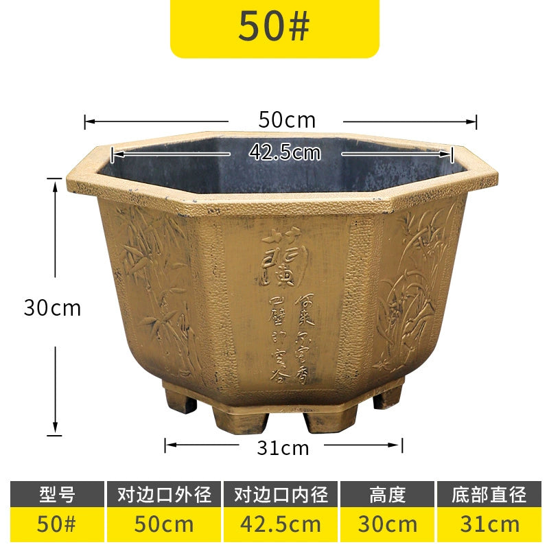 Vintage Resin Flower Pot with Historical Craftsmanship, Outer Diameter 29.5-149cm & Inner Diameter 25-130cm, Retro Planter for Indoor/Outdoor Garden Decoration