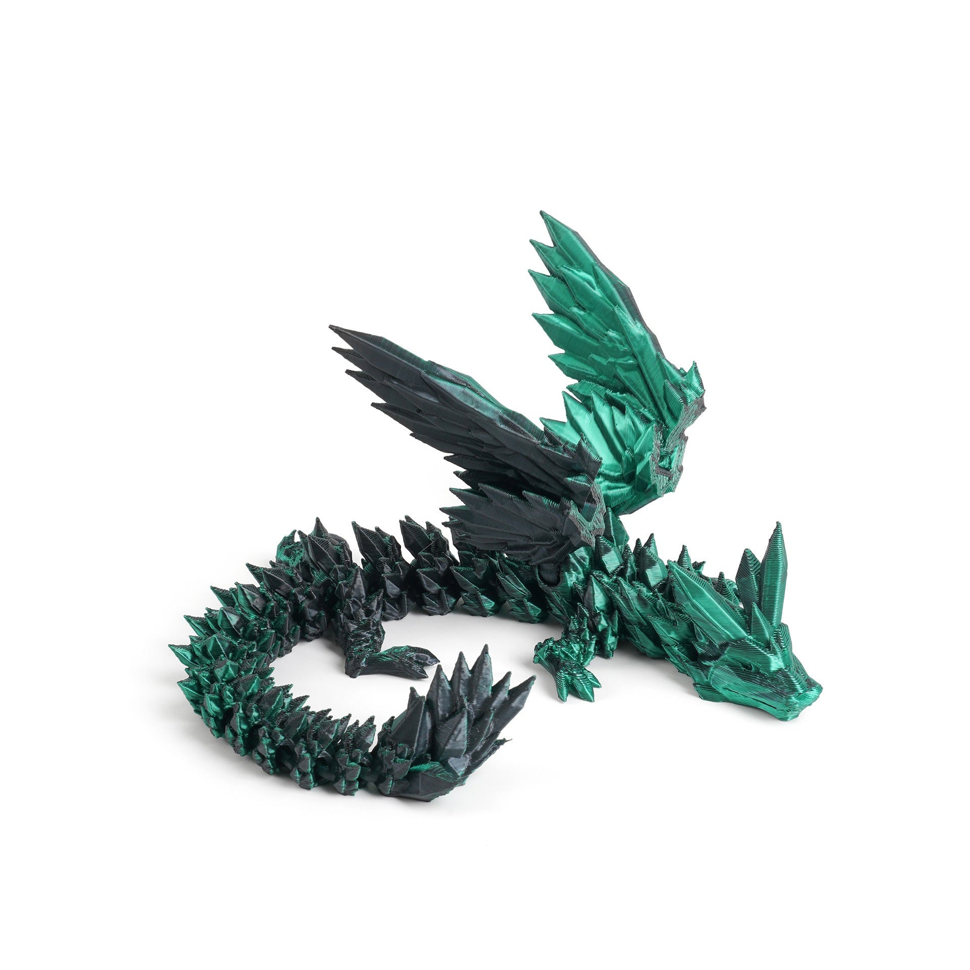Articulated Crystal Dragon Figurine - 3D Printed Flexible Jointed Dragon Statue, Collectible Decor for Desk, Shelf, or Fantasy Gift