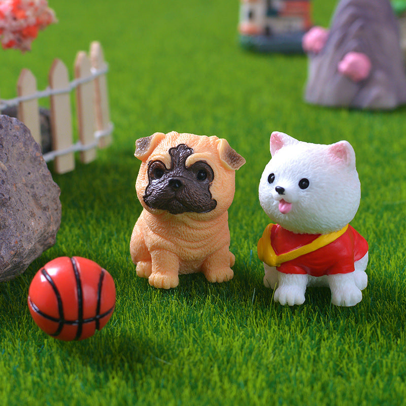 Mini Dog Figurine Set of 12, Colorful Puppy Breed Ornaments for Desk Displays and Miniature Scenes