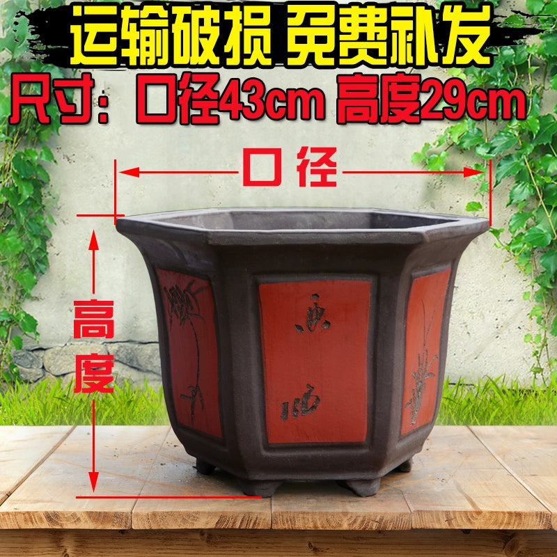 Large Purple Clay Flower Pot, Traditional Chinese Craft, Multi - functional for Flower Planting, Home Decoration & Handicraft Display
