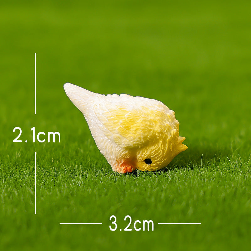 Mini Yellow Parrot Figurine in Eight Playful Poses, Tiny Bird Accent for Fairy Gardens, Desks, Bookshelves and Cheerful Gifts