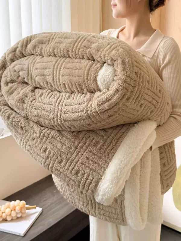 Handmade Coral Fleece Lamb Fleece Blanket