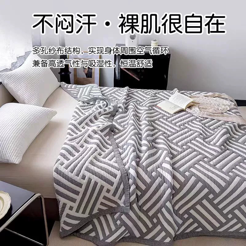 A类十层纱布毛巾被纯棉毛巾毯单双人全棉沙发加厚被子盖毯午休毯