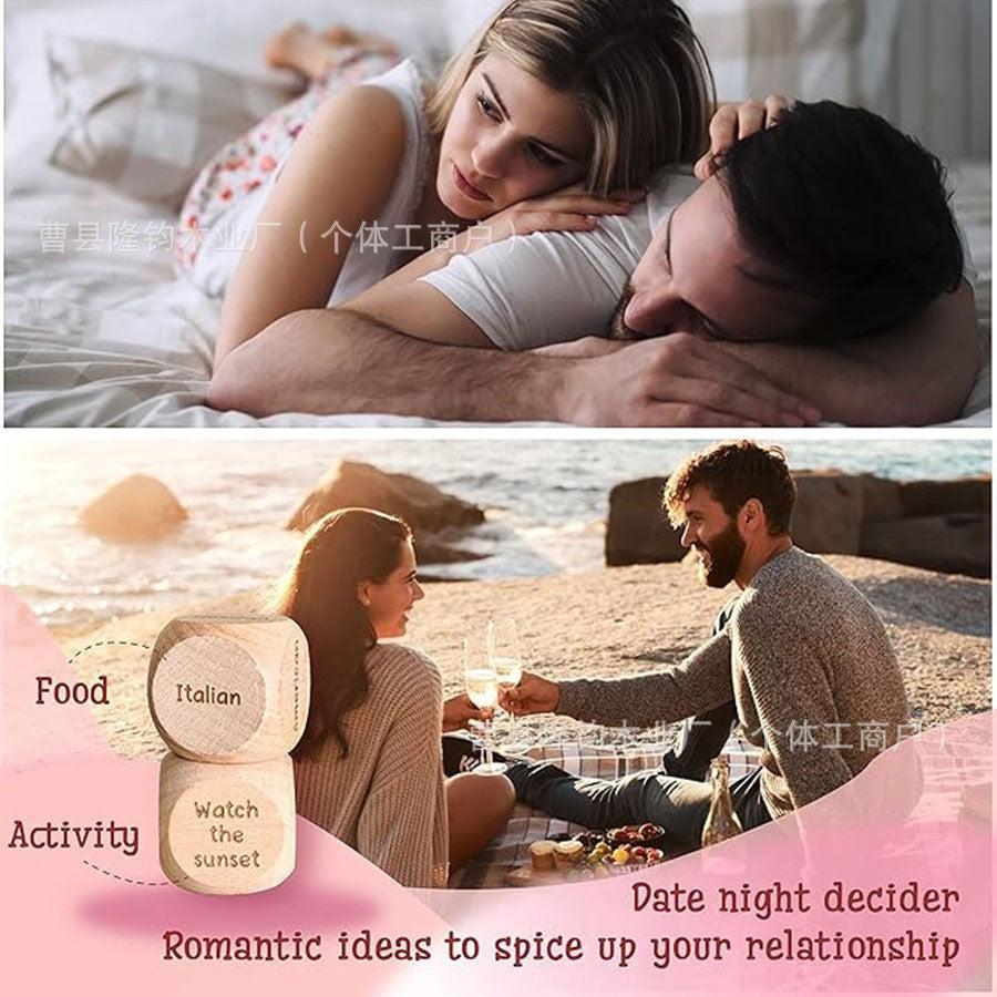 Wooden Date Night Dice | Romantic Couple Game for Fun Date Ideas | Anniversary Valentine's Gift