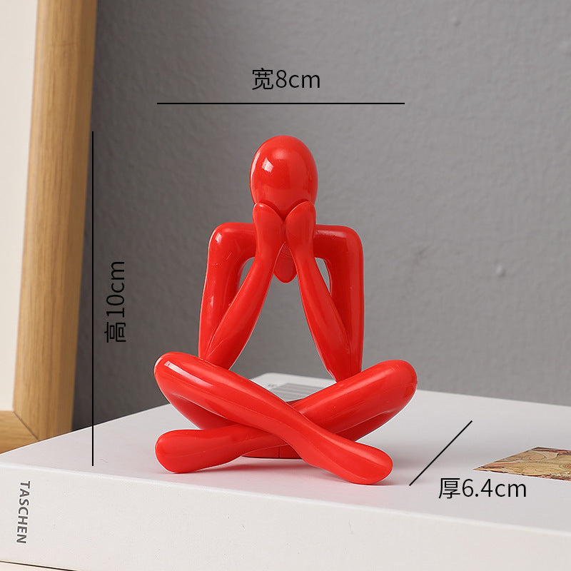 Abstract Thinker Figurine in Four Seated Poses and Four Colors, Modern Mini Sculpture for Desks, Shelves and Creative Gifts
