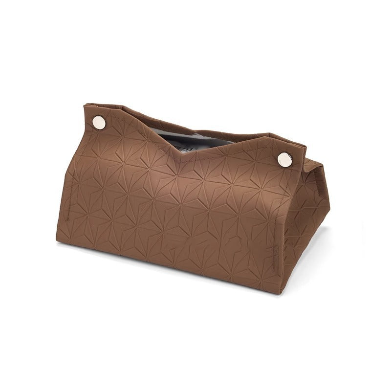 Minimalist PU Leather-Look Tissue Box Cover, Soft Neutral Tabletop Tissue Holder for Living Rooms, Bedrooms and Desks in Four Shades