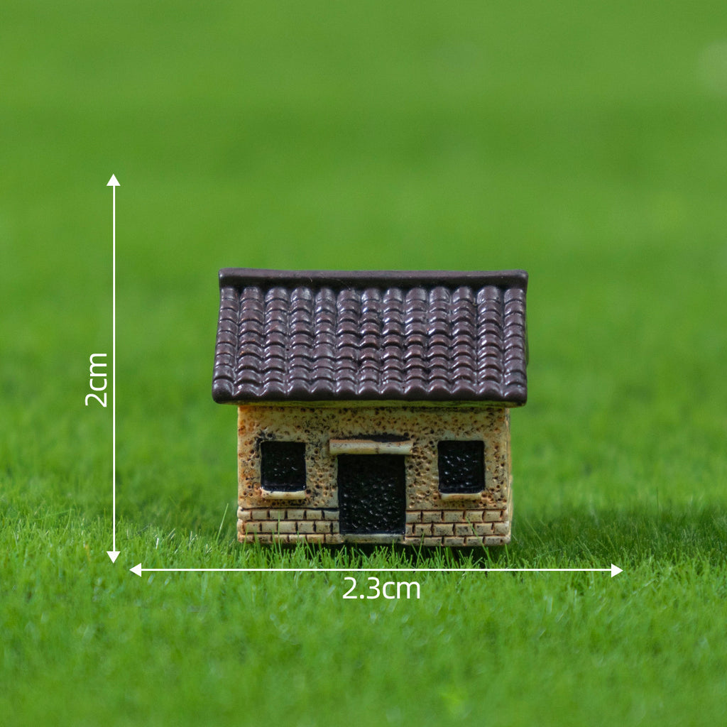 Rustic Miniature Village Houses, Complete 6 Piece Cottage Set for Fairy Gardens, Terrariums and Creative Desk Displays