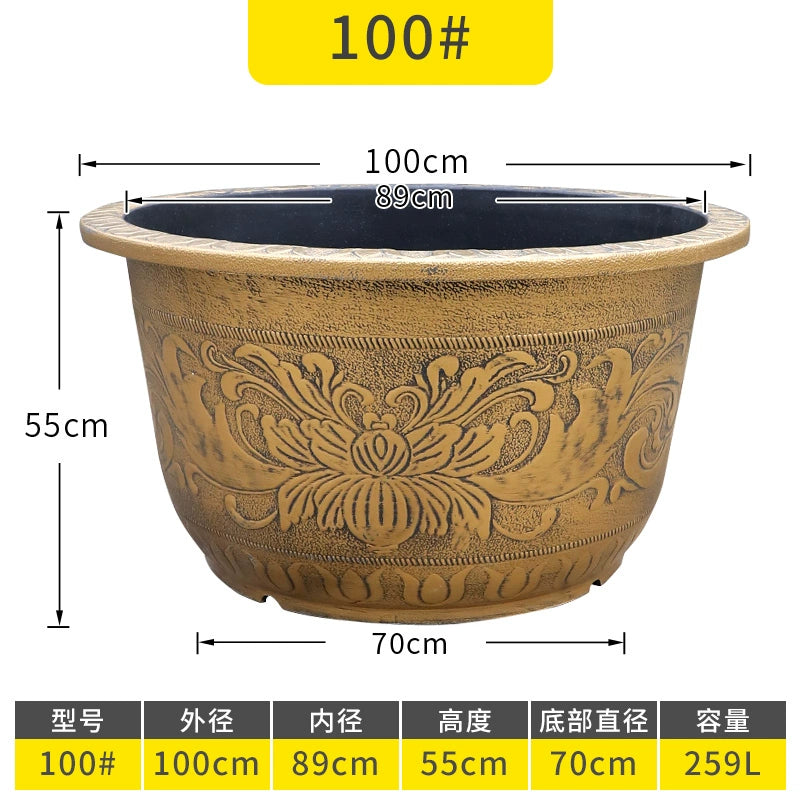 Vintage Resin Flower Pot with Historical Craftsmanship, Outer Diameter 29.5-149cm & Inner Diameter 25-130cm, Retro Planter for Indoor/Outdoor Garden Decoration