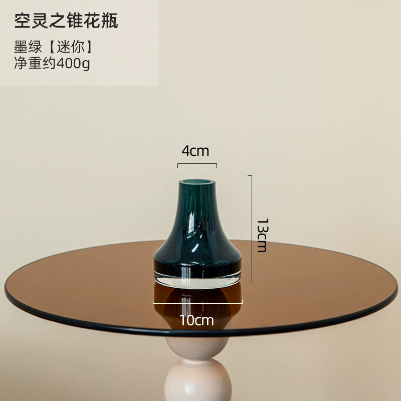 Simple and modern crystal transparent glass vase, creative dining table, living room, fresh flowers, high-end decoration, small Lego vase