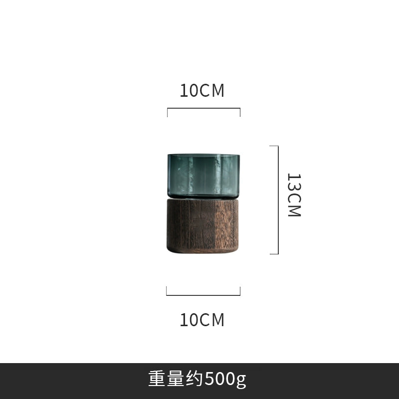 Solid wood vase decoration, living room flower arrangement glass