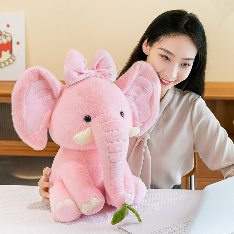 Whimsical Elephant Plush Toy, 25 cm Pink Bow or Gray Crown Stuffed Animal for Cozy Shelves, Playful Bedrooms and Thoughtful Gifts