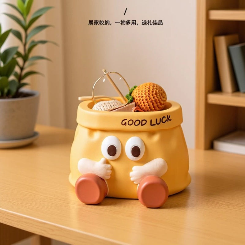 Whimsical Yellow Character Pen Holder, Playful Desk Organizer for Pencils, Brushes and Creative Workspaces