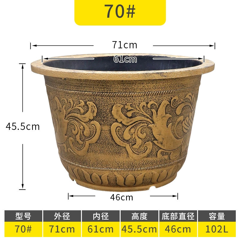 Vintage Resin Flower Pot with Historical Craftsmanship, Outer Diameter 29.5-149cm & Inner Diameter 25-130cm, Retro Planter for Indoor/Outdoor Garden Decoration