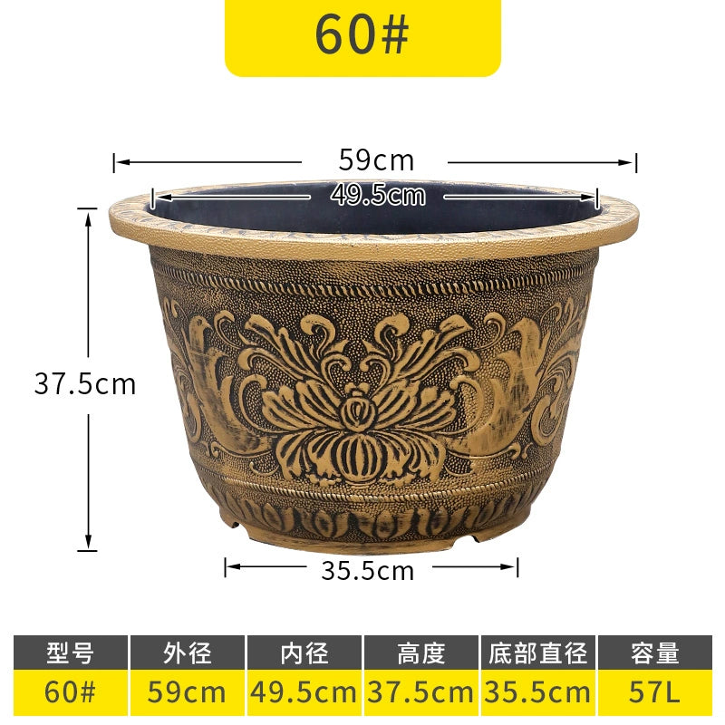 Vintage Resin Flower Pot with Historical Craftsmanship, Outer Diameter 29.5-149cm & Inner Diameter 25-130cm, Retro Planter for Indoor/Outdoor Garden Decoration