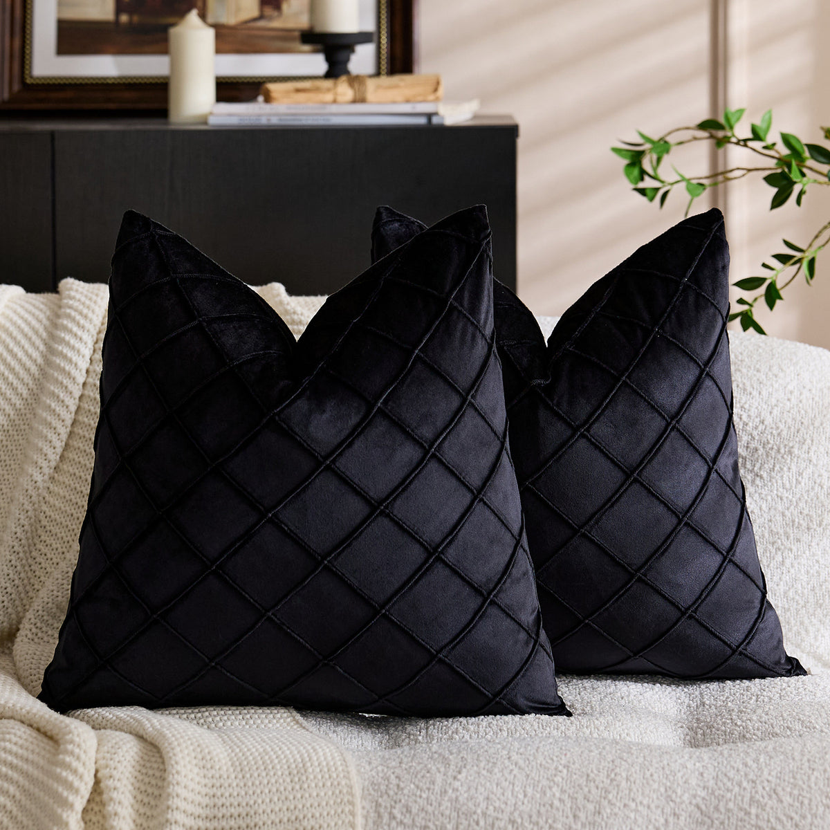 Solid Velvet Pillow Cover in 21 Colors, Decorative Square and Lumbar Cushion Cover for Sofas, Bedrooms and Cozy Home Styling