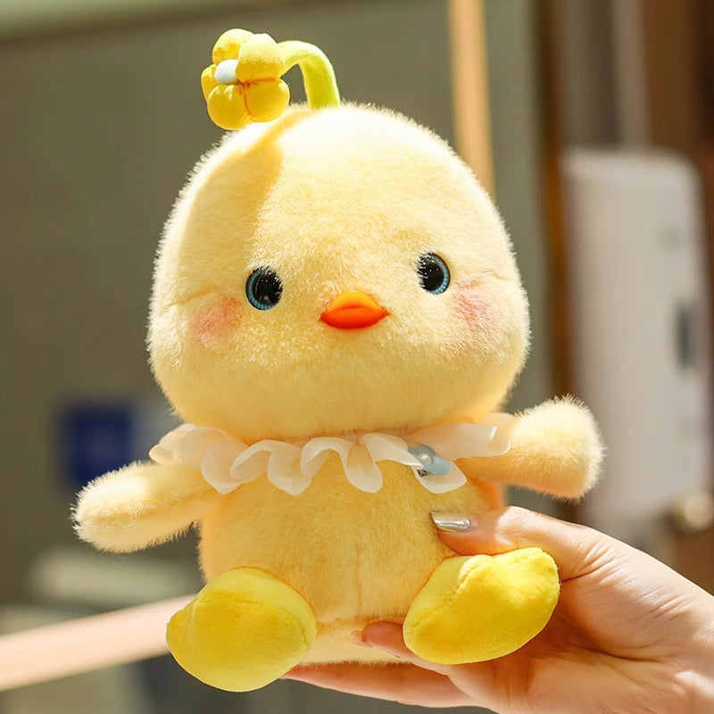 Flower Crown Chick Plush Toy, 23 cm Sunny Yellow Stuffed Bird for Cozy Bedrooms, Playful Shelves and Thoughtful Gifts
