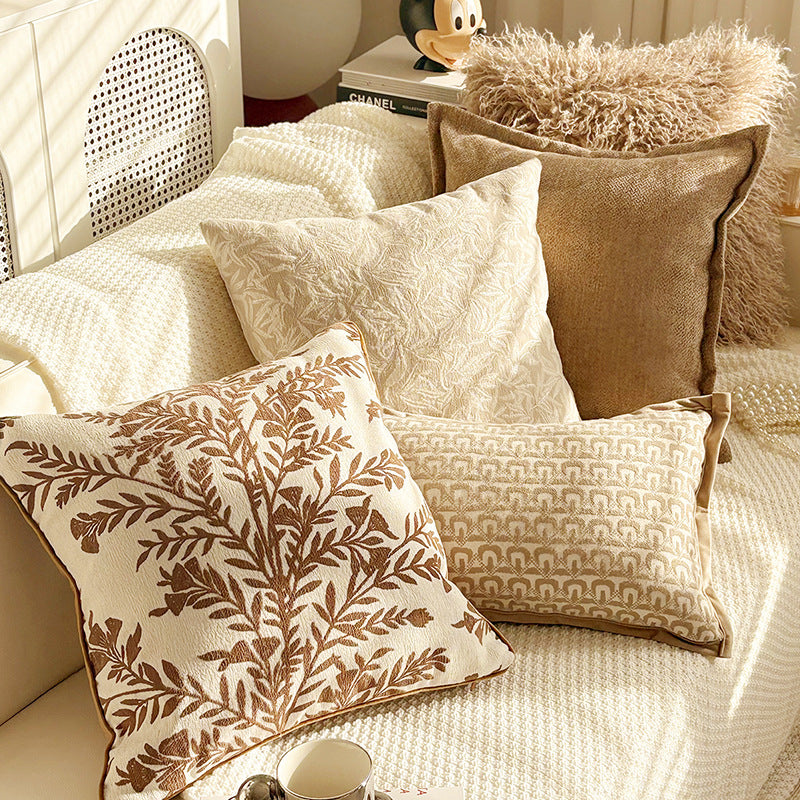 Warm Neutral Decorative Pillow Covers, Leaf, Butterfly and Textured Designs for Cozy Sofas, Bedrooms and Reading Corners