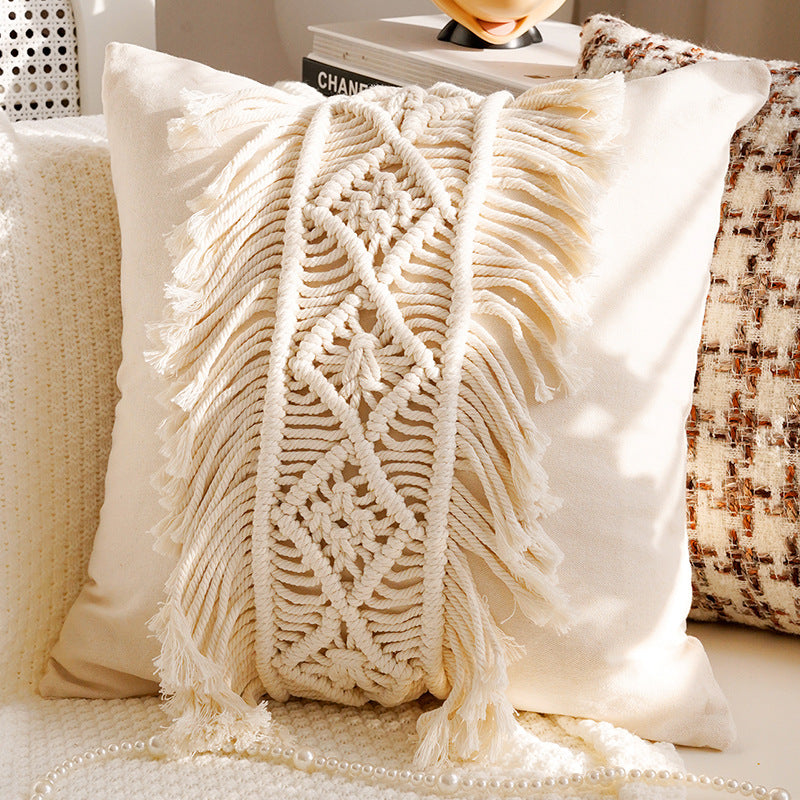Vintage Cream and Brown Pillow Covers, Rose, Tufted and Geometric Designs for Sofas and Cozy Bedrooms