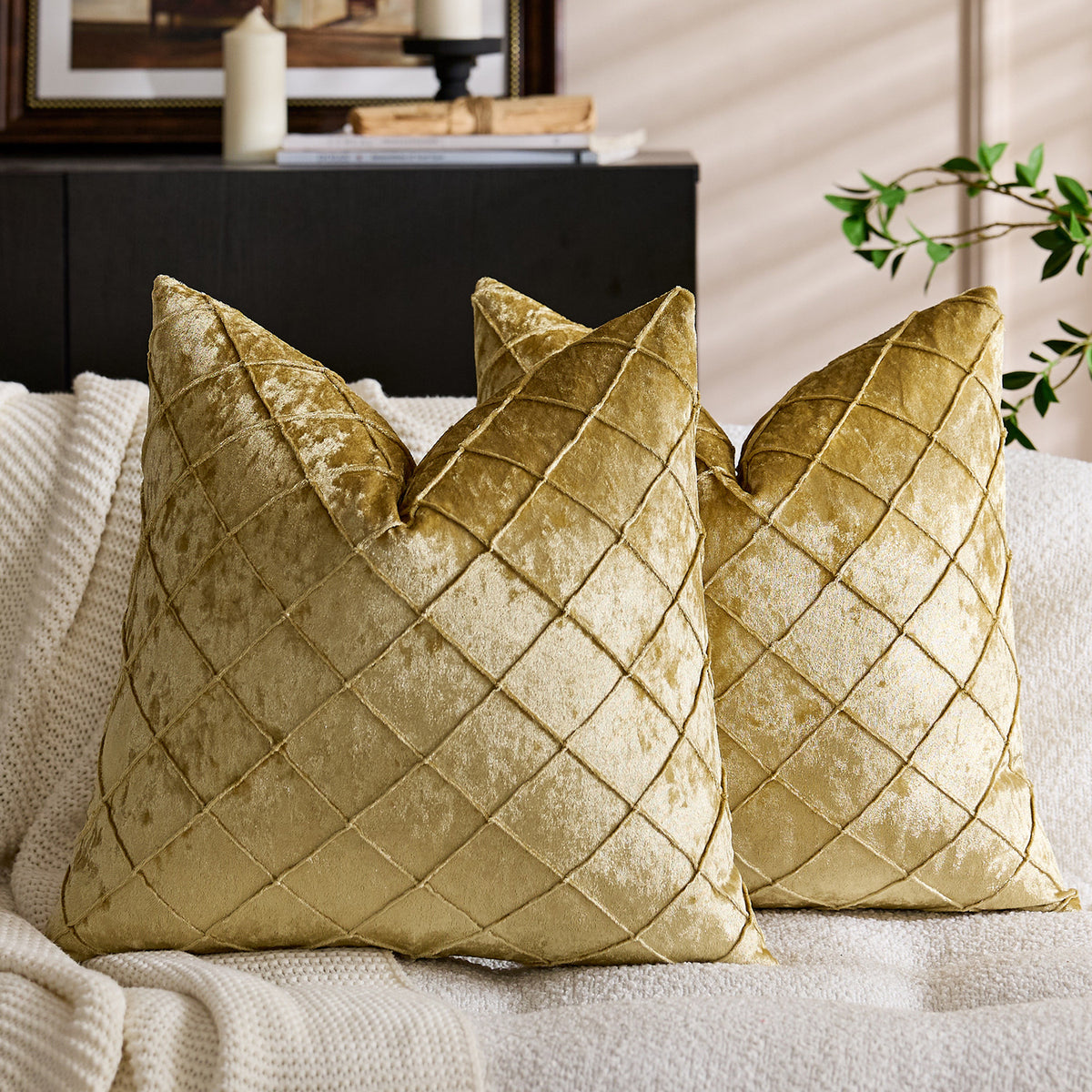 Solid Velvet Pillow Cover in 21 Colors, Decorative Square and Lumbar Cushion Cover for Sofas, Bedrooms and Cozy Home Styling