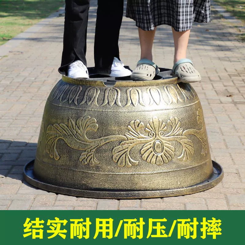 Vintage Resin Flower Pot with Historical Craftsmanship, Outer Diameter 29.5-149cm & Inner Diameter 25-130cm, Retro Planter for Indoor/Outdoor Garden Decoration