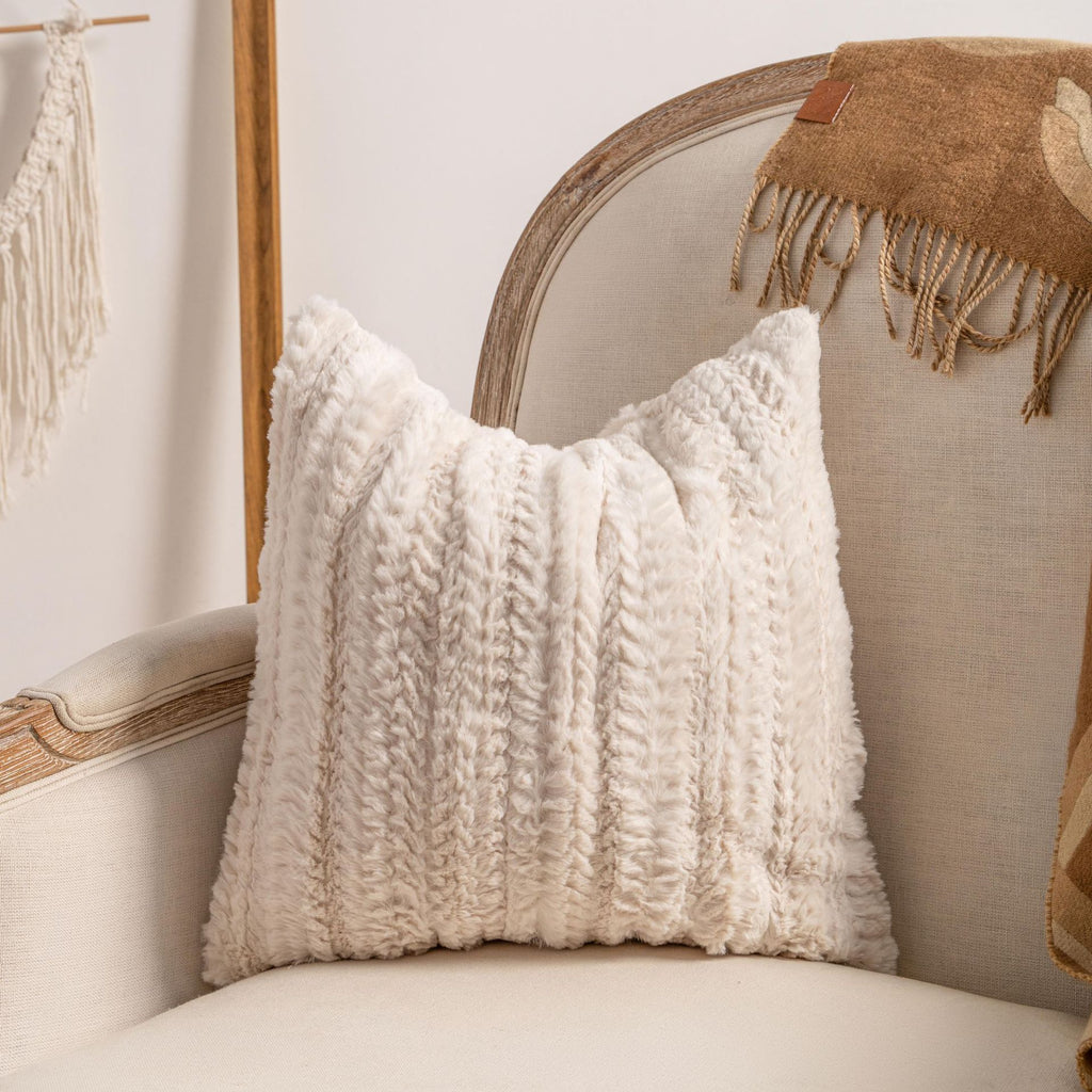 Textured Fringe Pillow Cover in Warm Neutrals, Decorative Cushion Case for Sofas, Beds and Cozy Living Rooms