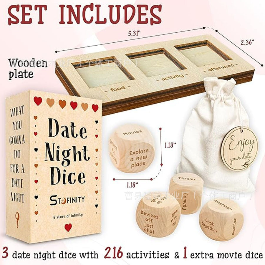 Wooden Date Night Dice | Romantic Couple Game for Fun Date Ideas | Anniversary Valentine's Gift