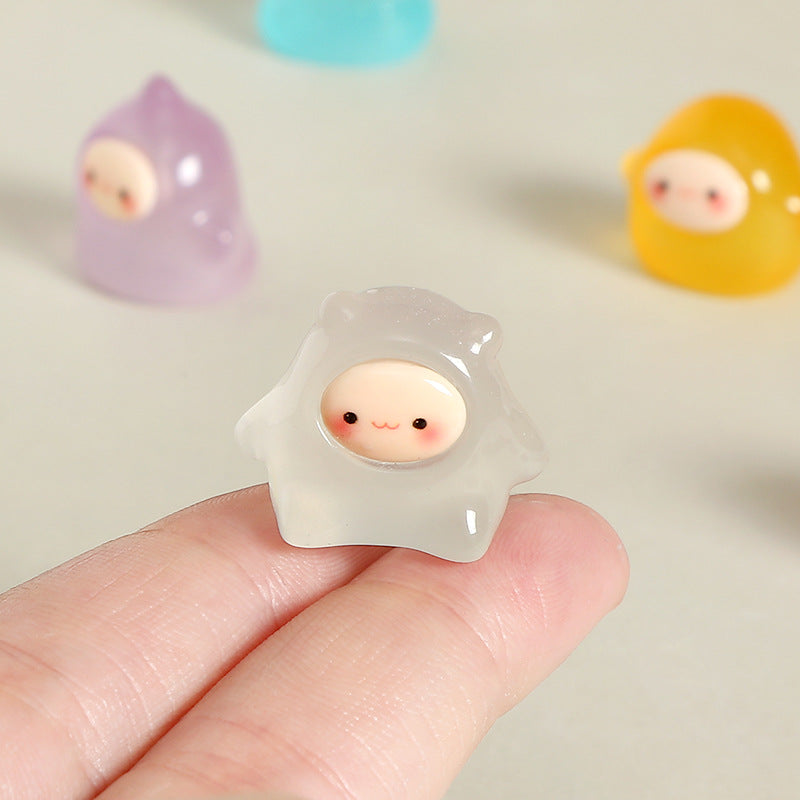 Pastel Ghost Miniatures, Complete 6 Piece Little Spirit Figurine Set for Fairy Gardens, Desks and Playful Seasonal Decor