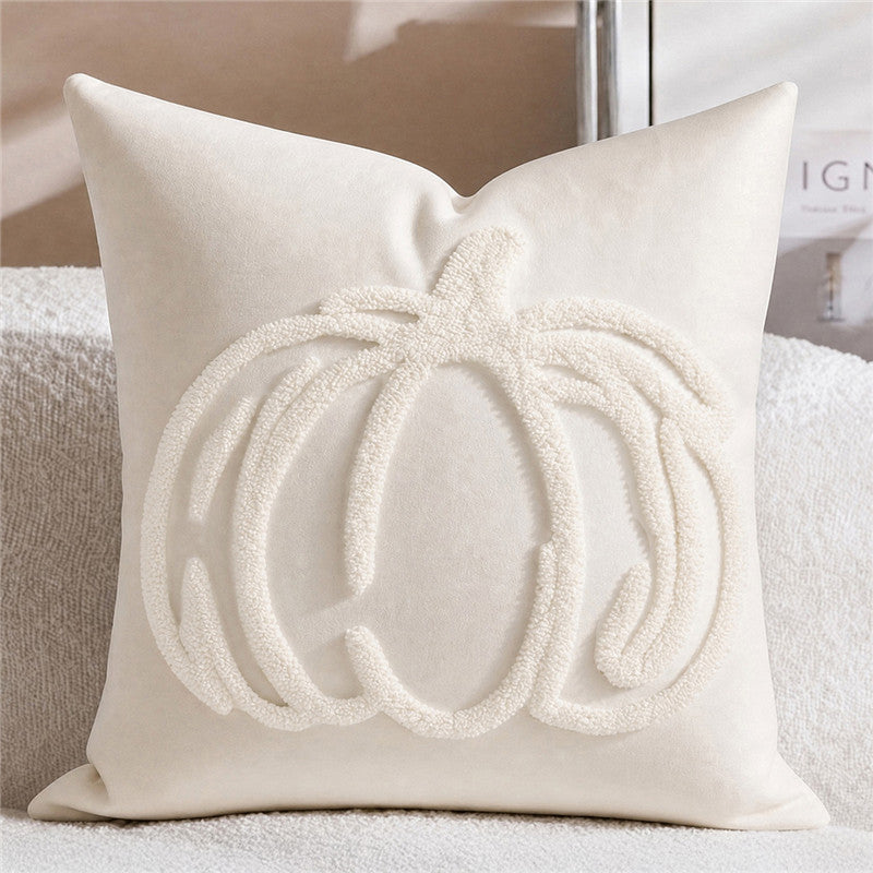 Embroidered Pumpkin Pillow Cover | Textured Autumn Cushion Case in Eight Designs for Cozy Sofas, Bedrooms and Fall Decor