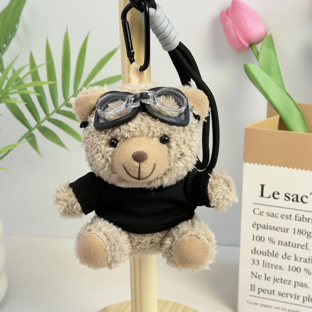 Outfit Teddy Bear Plush Bag Charm, 11 cm Mini Stuffed Bear Keychain in Colorful Sweaters and Shirts