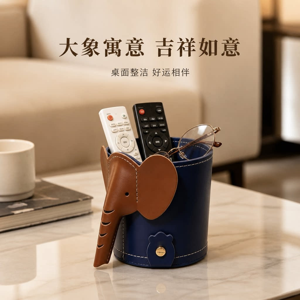 Elephant Accent Pen Holder and Desk Organizer, Decorative Storage Cup for Pens, Brushes and Small Essentials